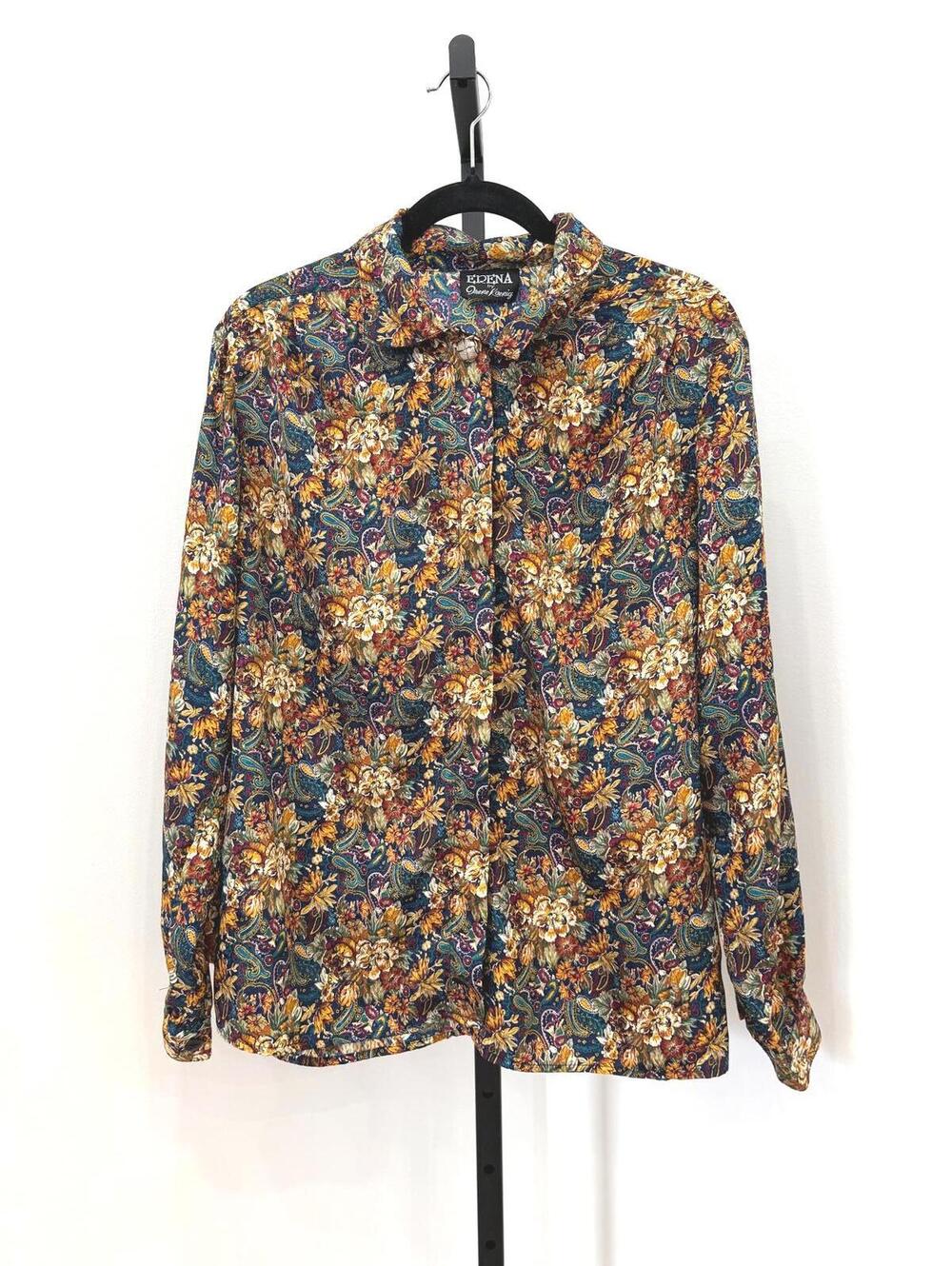 Erena by Irene Koenig Floral Pattern Long Sleeve Button-Up Shirt